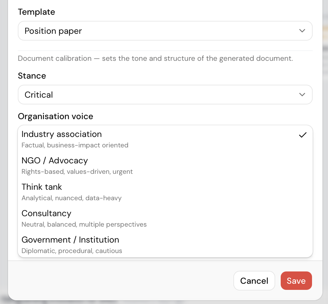 Organisation voice